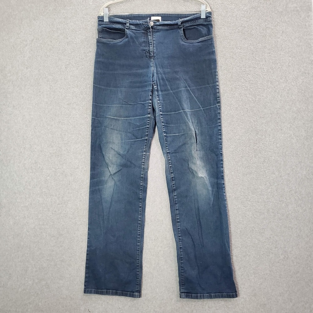 Eileen Fisher Women Jeans Medium Blue Denim Organic Cotton Straight Inseam 30" *